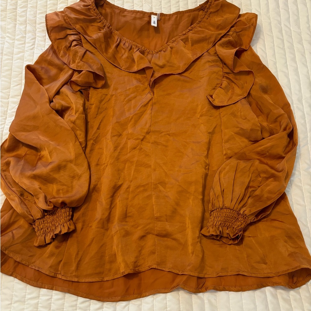 Rust Orange Ruffled Women's Top - Picture 5 of 5